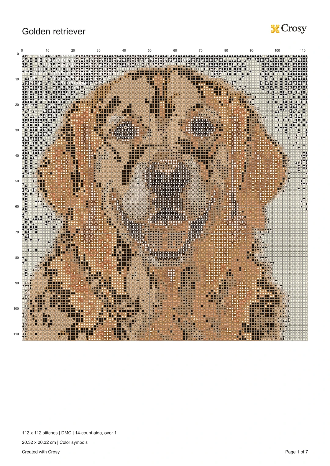 Overview page rendered from the downloadable Golden retriever pattern PDF.